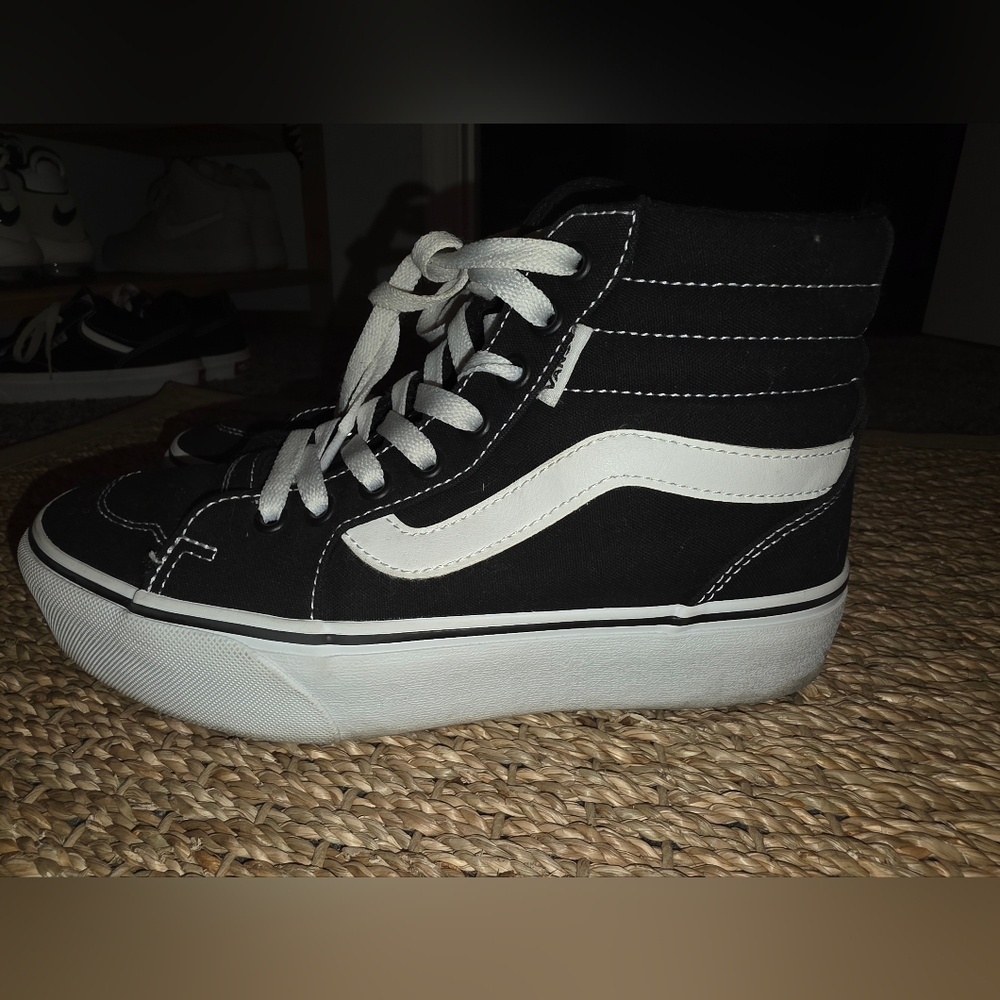 Vans Hi-Top Platform Black And White Stacked, Womens Size 7 - Picture 2 of 5